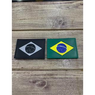 Patch Bandeira do Brasil com Velcro para fixação Bordada Negativa