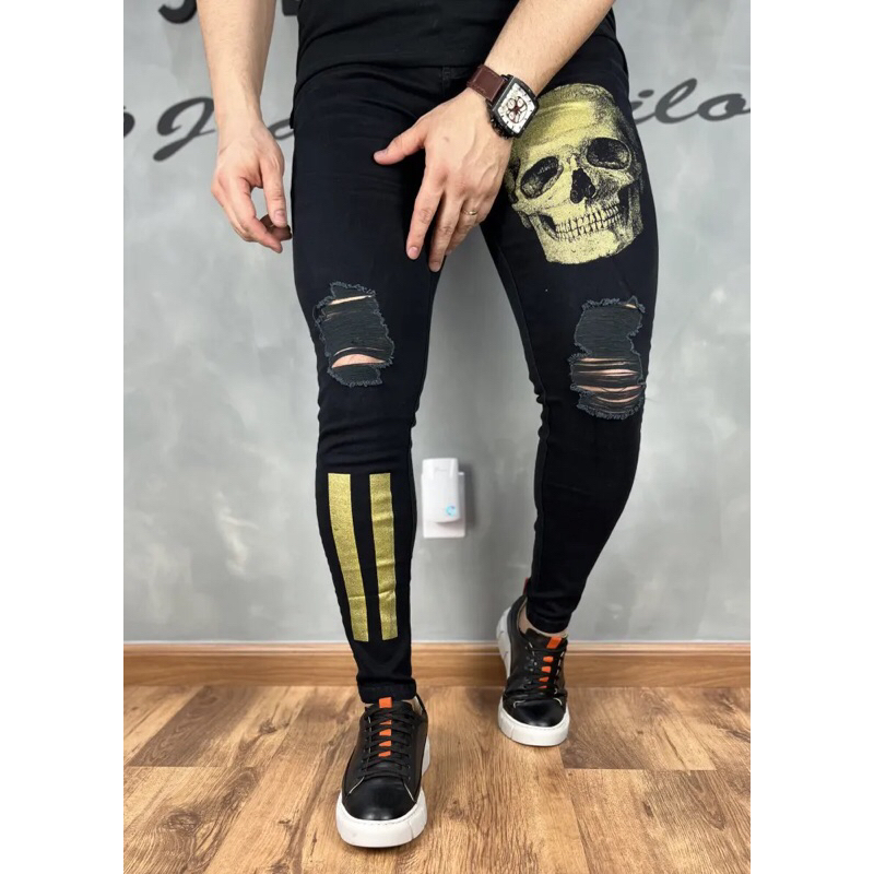 calças jeans masculino premium com elastano