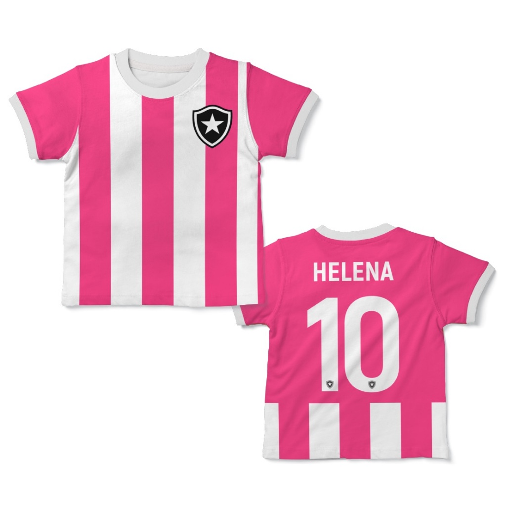 Camiseta infantil personalizada com nome Botafogo rosa
