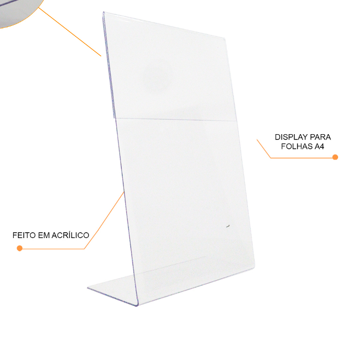 Display Expositor 100 % Acrilico 2mm Porta Folha A4 mesa L 30x21cm ...