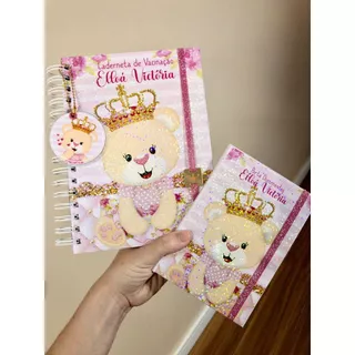Caderneta de Vacina Ursinha Princesa Rosa Personalizada Porta Documentos