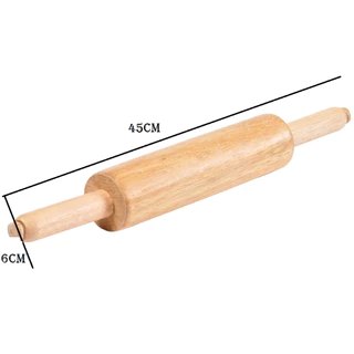 1 Rolo de Madeira para Massas 45cm Pães Prático Pizzas Macarrão Resistente Rolo Giratório Multiuso