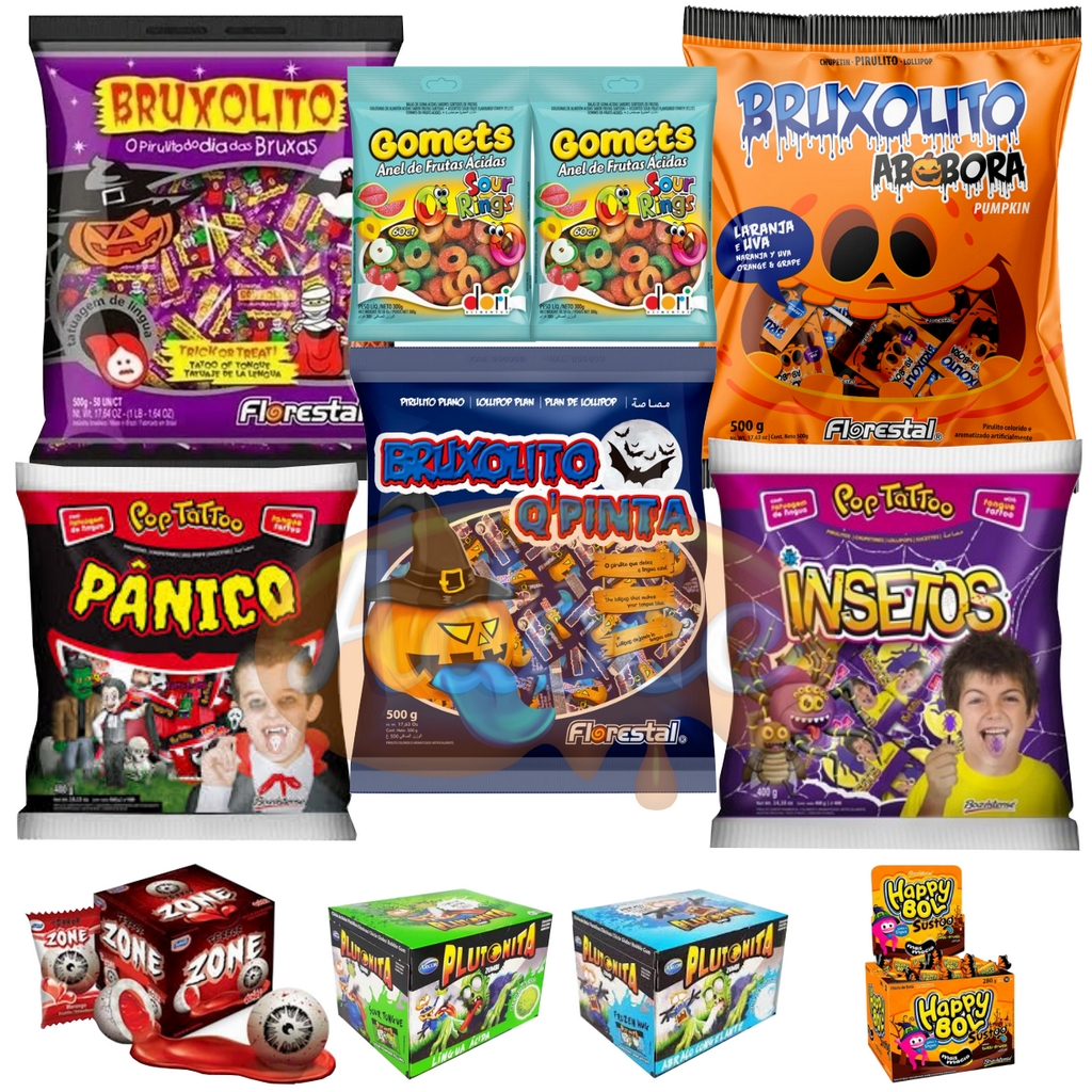 Kit 11 Pacotes Doces Sortidos Para Halloween Dia Das Bruxas | Shopee Brasil