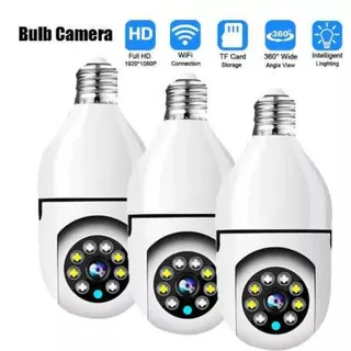 Kit 3 Câmera segurança wifi ip sem fio 360 com encaixe lampada bocal aplicativo yoosee ptz full HD visão noturna