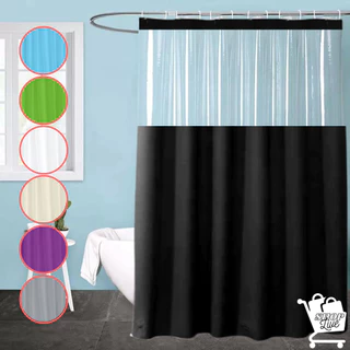 Cortina Box Com Visor Transparente Em PVC Para Banheiro Anti Mofo Gramatura Grossa