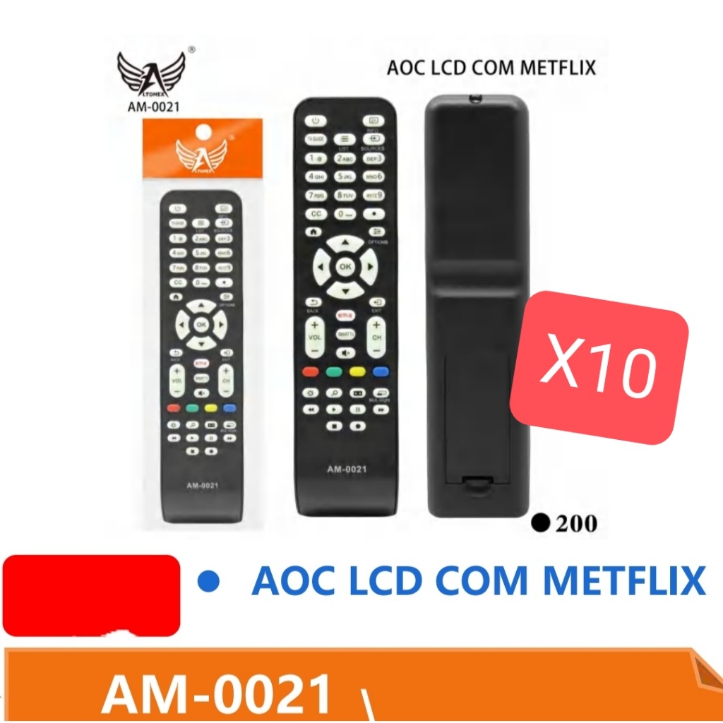kit 10 Controle Remoto am-0021 para AOC Serve Todos Modelos Tv Led e ...