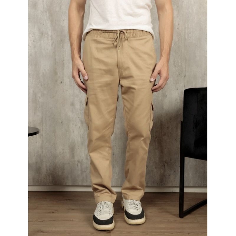 Modas Calça Sarja Cargo,Calça Larga Skate ， Bolsos Largo Cintura de Cordão Ideal ，Calça Unissex Para Manobras Streetwear