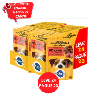Ração Úmida Pedigree Sachê Carne Adulto Raças Pequenas 100g Alimento Completo Leve 24 Pague 20