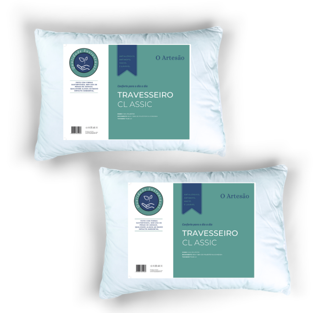 Kit 2 travesseiros Classic Luxo Fibra Siliconada antialergico e Lavável ...