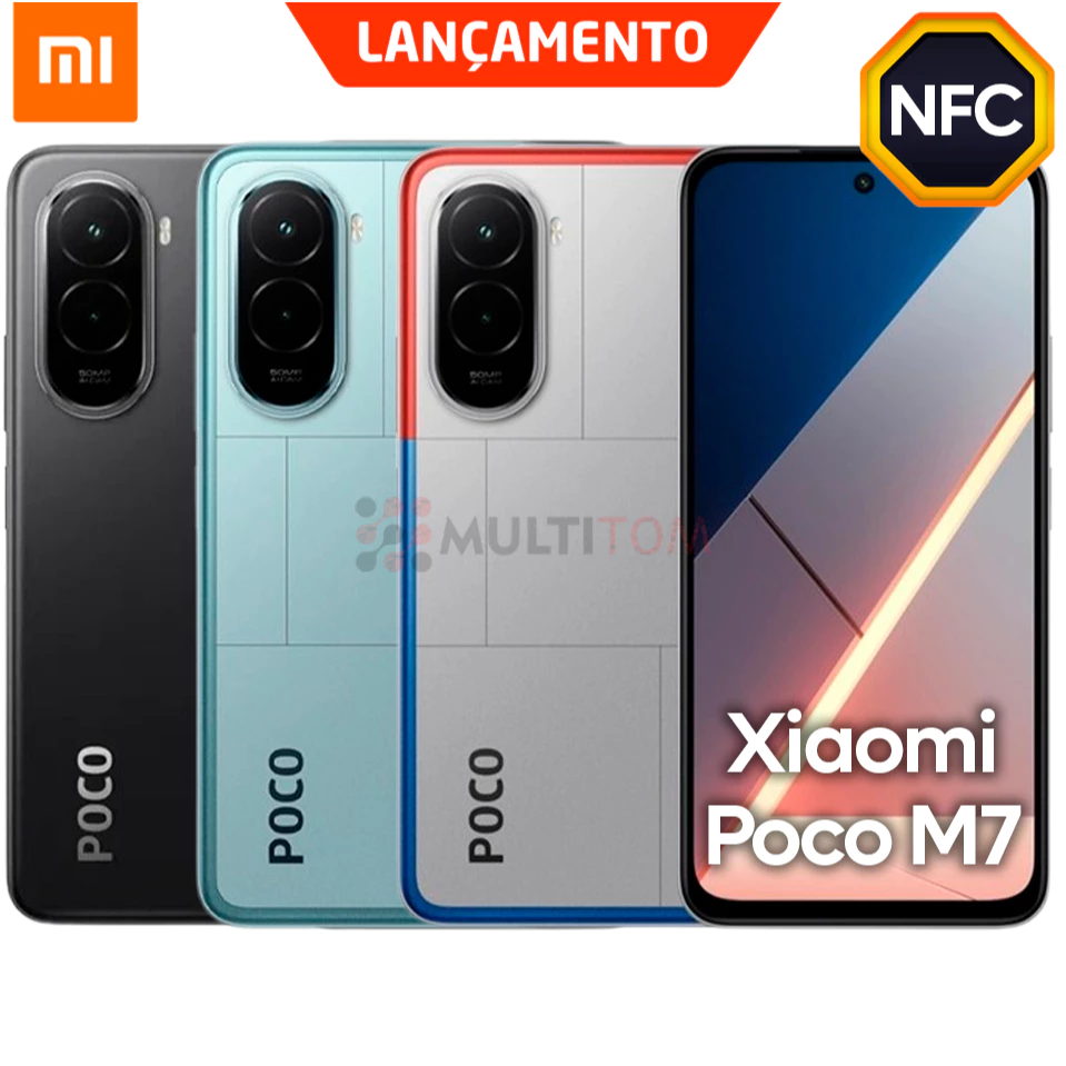 Celular Xiaomi Poco M7 NFC Tela 6.9" 144Hz Bateria 7000mAh Câmera Dupla 50MP 256GB 128GB Global