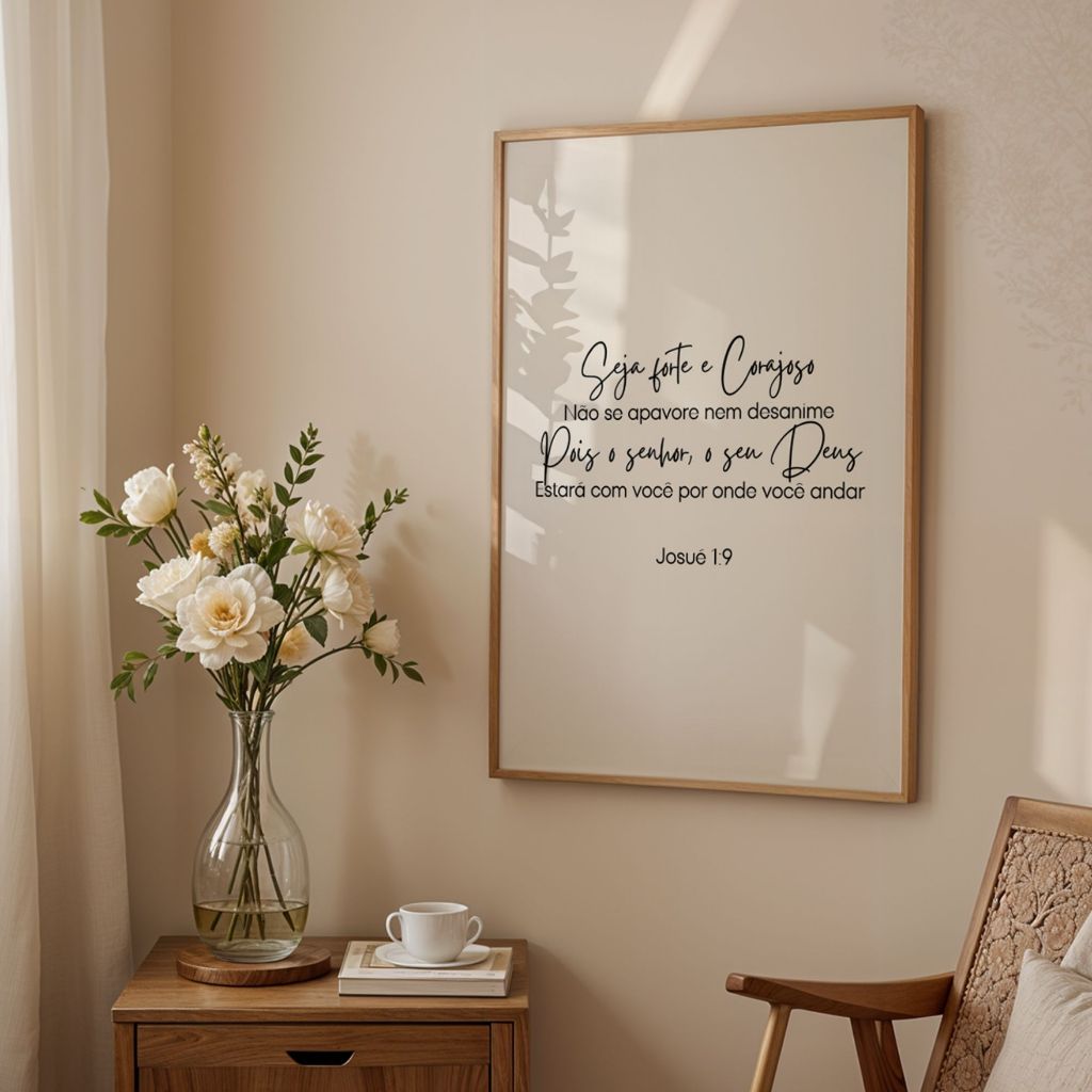 Quadro Decorativo Versículo Josué 1:9 Seja Forte E Corajoso