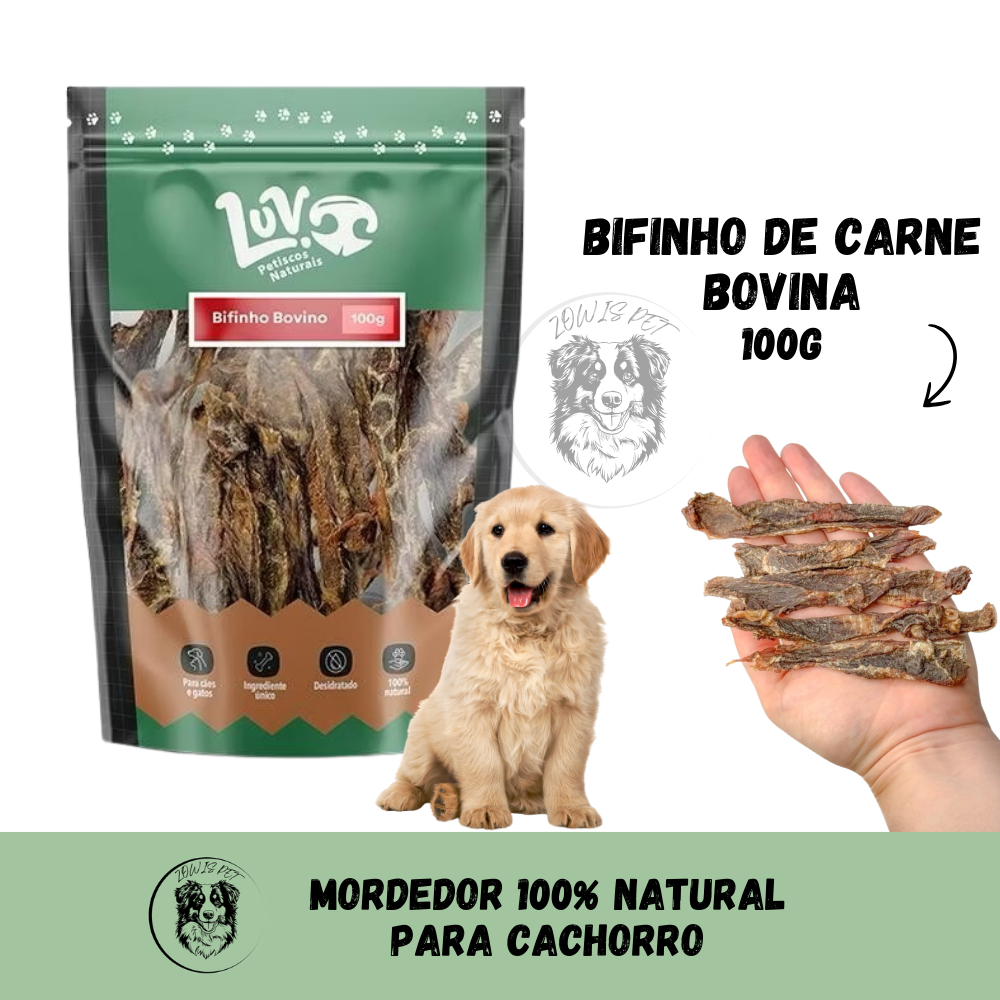 Bifinho Bovino de Carne Petisco Natural para Cães e Gatos 100g - Luv Petiscos em Oferta na Shopee