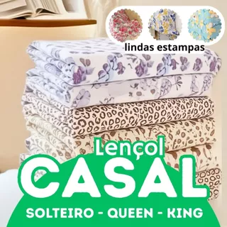 Jogo de Lençol Antialérgico Estampado = Estampas Sortidas - Solteiro - Casal - Queen - King em Oferta na Shopee