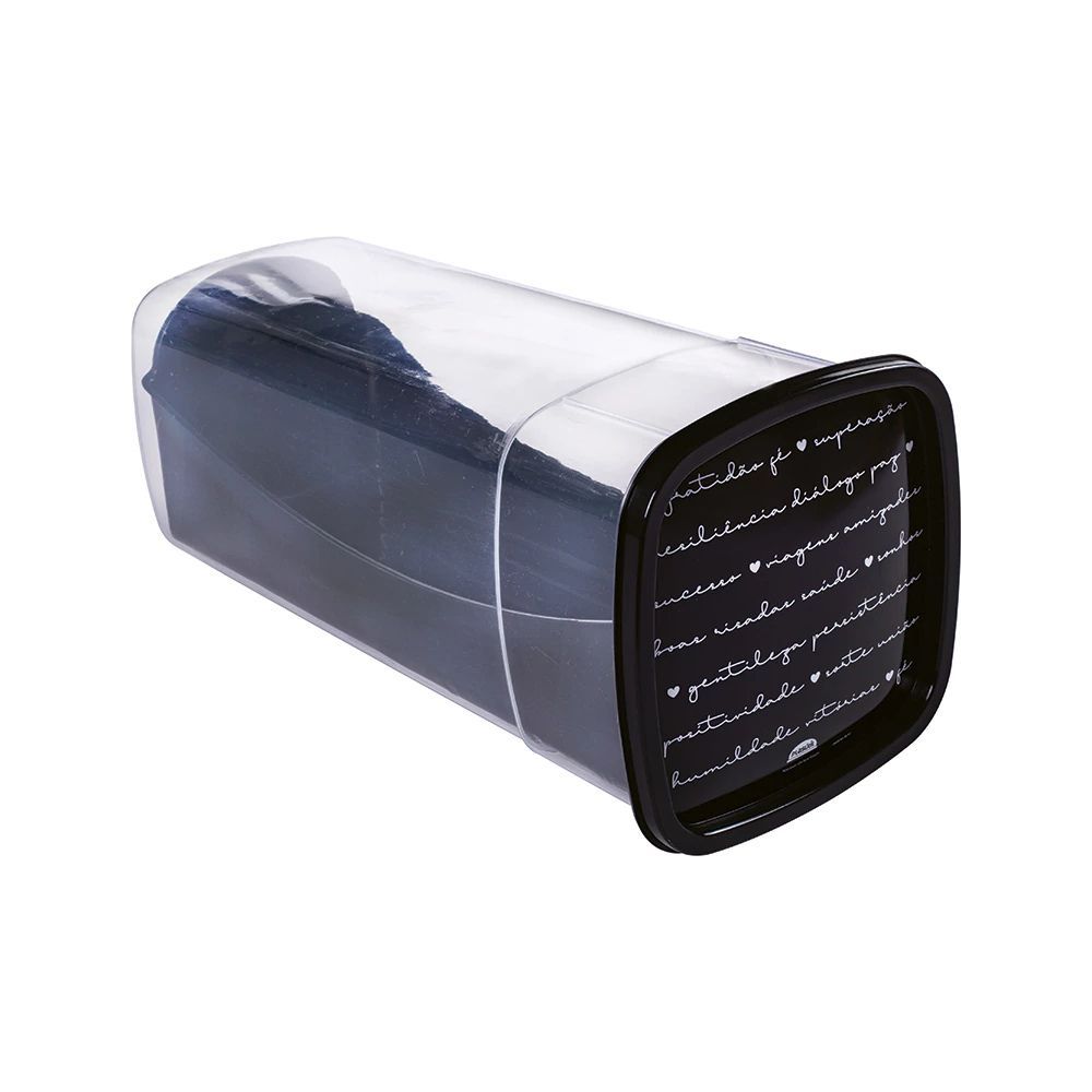 Porta Pao de Forma Plasutil Cafe da Manha Decorado com Tampa Preta - 05610