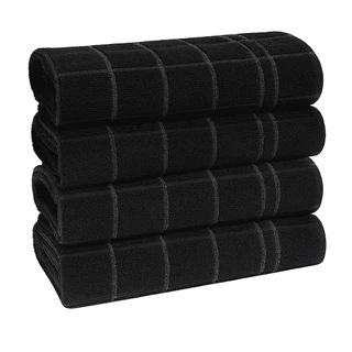 pano de prato preto kit 4 peças grande grosso copa atoalhado guardanapo para cozinha 100% algodão