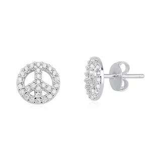Brinco de Prata 925 Redondo com Simbolo da Paz Cravejado em Oferta na Shopee
