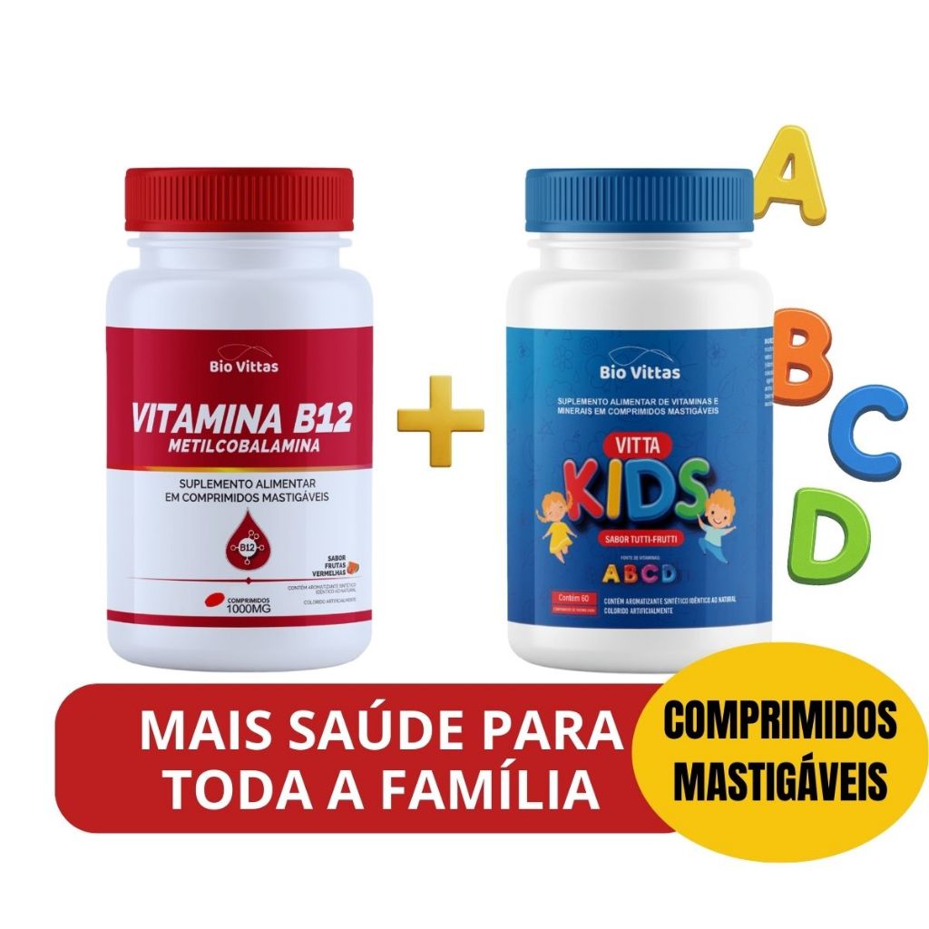 Suplemeto Vitamina B12 + Infantil Mastigável Metilcobalamina ...