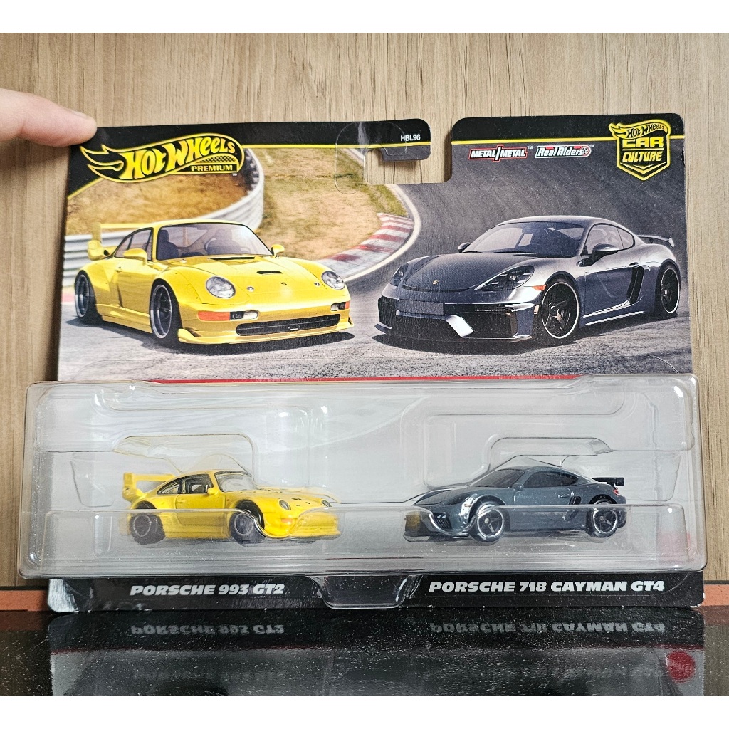 thumbnail interactive-video image 1 of Hot Wheels Porsche 2-Pack - 993 GT2 & 718 Cayman GT4 Premium Die-Cast Cars 1 of 12