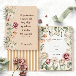Agenda PERMANENTE personalizada COM NOME DO COMPRADOR, folhas decoradas, A5, 2 dias por página,