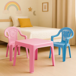 Mesinha Infantil com Poltronas Azul e Rosa - Mesa Criança