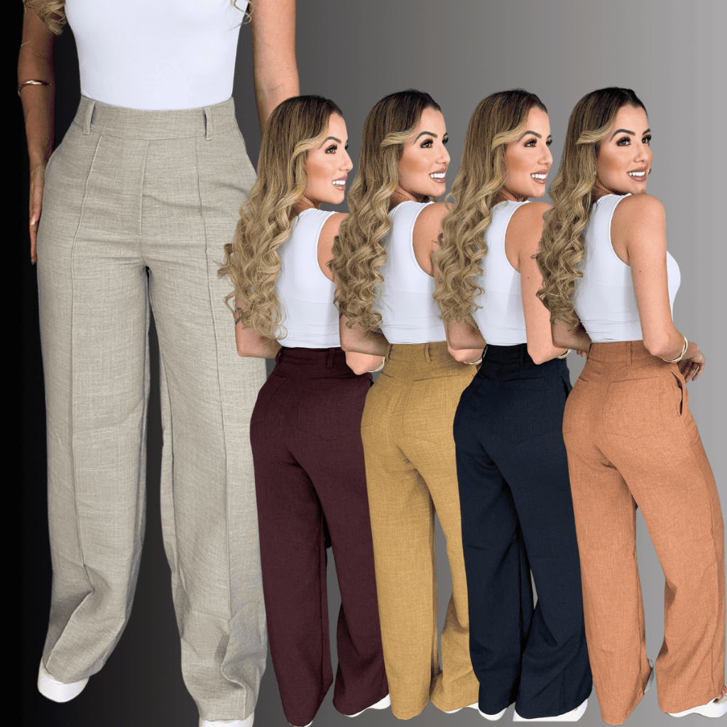 Calça Pantalona Elegante em Linho Confortável Chic e Casual