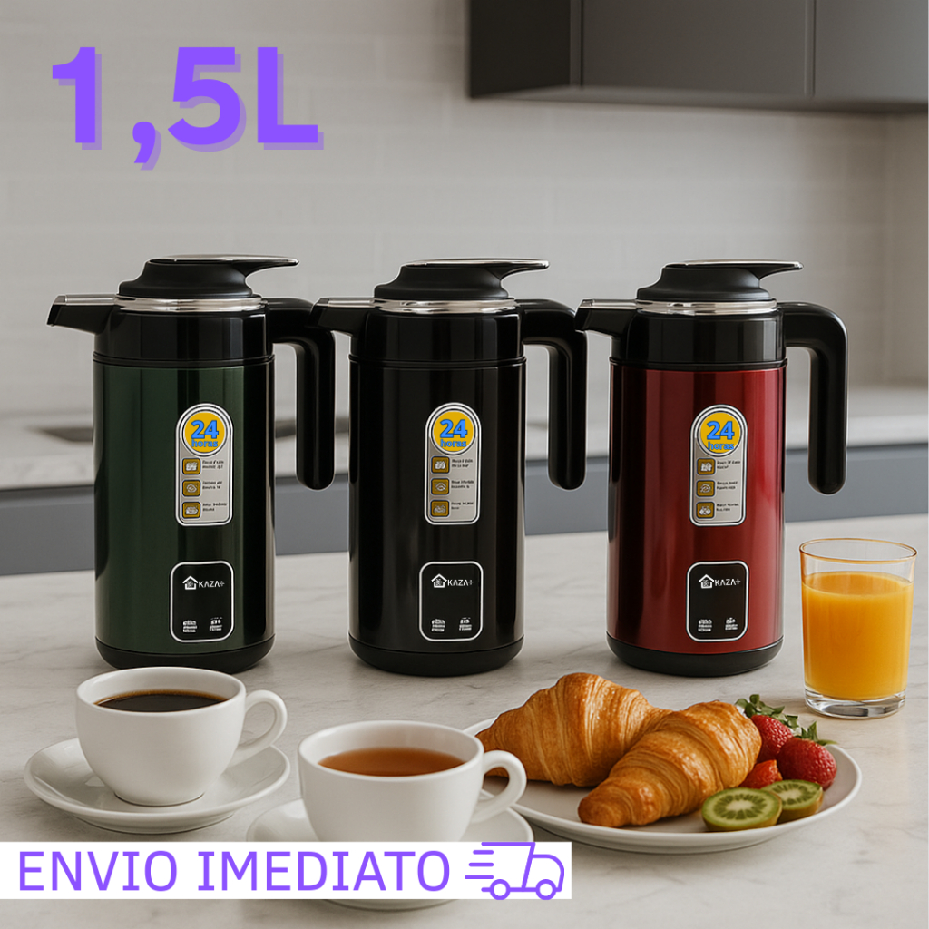 Chaleira Elétrica Jarra Inox 1,5L 1200W Desligamento Automático Base 360º Aquece 24h