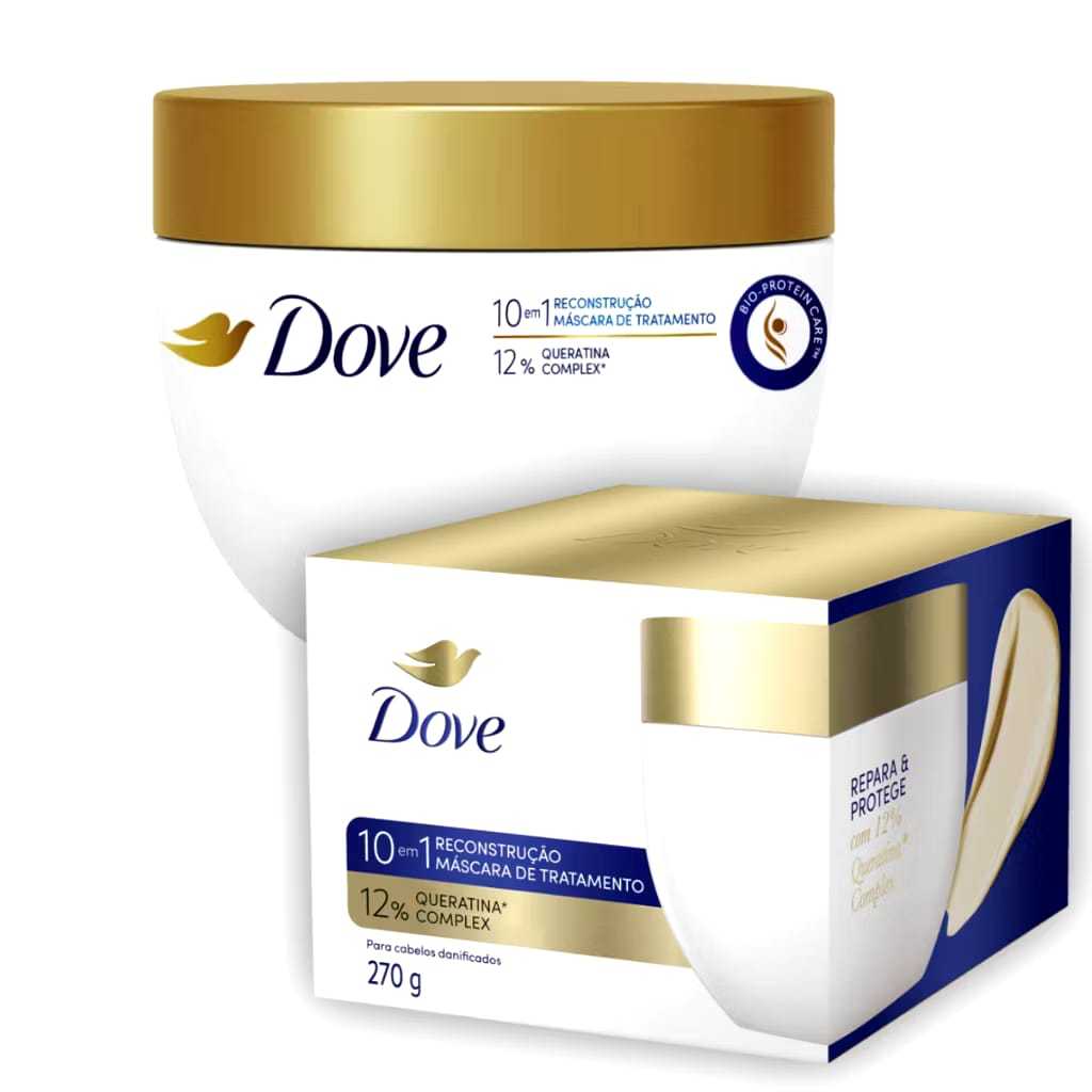 Máscara De Tratamento Dove Reconstrução 10 em 1 + Queratina 270g ...