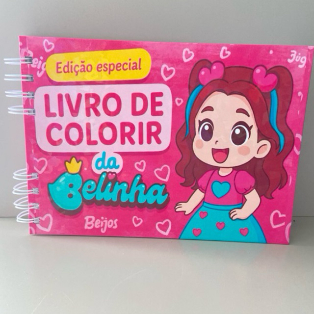 Livro de Colorir Belinha tamanho A5 Capa Dura e holográfica e papel ...