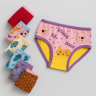 KIT 6 Calcinhas Infantis Juvenis Meninas Modelagem Tanga, Algodão Confortável e Estampas Sortidas em Oferta na Shopee