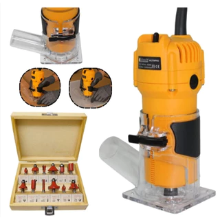 Kit Tupia Com Coletor de Pó e Fresa 6mm para Tupia Manual Bancada Madeira Entalhe Corte Precisão