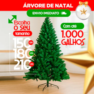 Árvore de Natal Luxo Pinheiro 1,50m 1,80m 2,10m - Decoração Festiva Luxuosa Para Natal Galhos Verdes