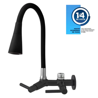 Torneira em ABS Preta Cozinha parede Filtro Purificador 1/2"ou 3/4'' CORPO PRETO TPM