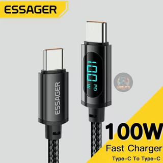 Essager Cabo Tipo C 100W 5A rápido carregamento PD QC 4.0 trançado com visor para MacBook, DELL, Lenovo, HP, Smartphones