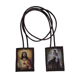 Escapulário de pano marrom - Lã - Nossa Senhora do Carmo - Conforme a tradição