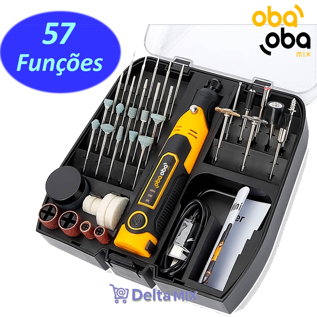 Mini Retífica Portátil Sem Fio 57 em 1 Multifuncional para Corte, Lixa ...