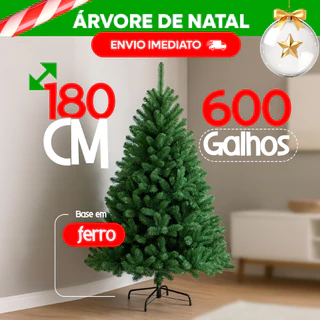 Árvore de Natal Luxo Pinheiro 1,80m Decoração Festiva Luxuosa Para Natal 600 Galhos Verdes