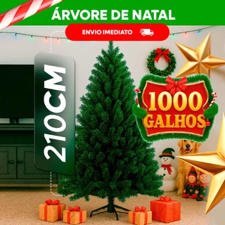 Árvore de Natal 210 cm 1000 Galhos Super Cheia Grande Luxo Decoração de Natal 2025
