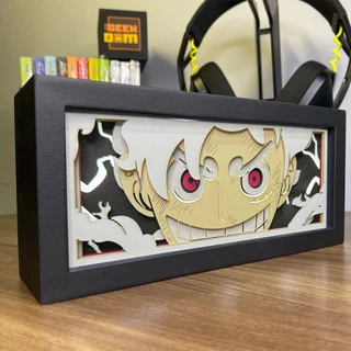 Luminária Lightbox Anime 3D LED Decoração de Mesa PC Gamer One Piece Luffy Gear 5