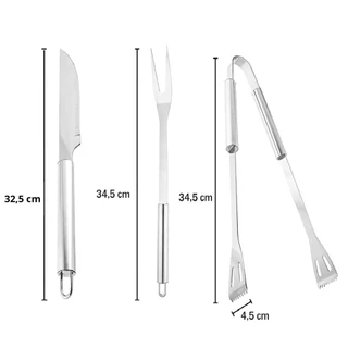 Conjunto Churrasco Aço Inox Grande 3 peças-Clink