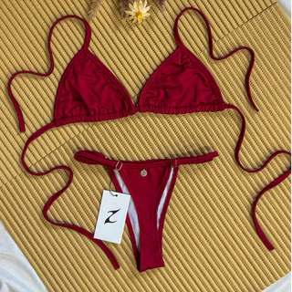 Biquíni Fita Marquinha Cortininha Forrado Regulagem Marquinha Feminina Sem Bojo Moda Praia Verão