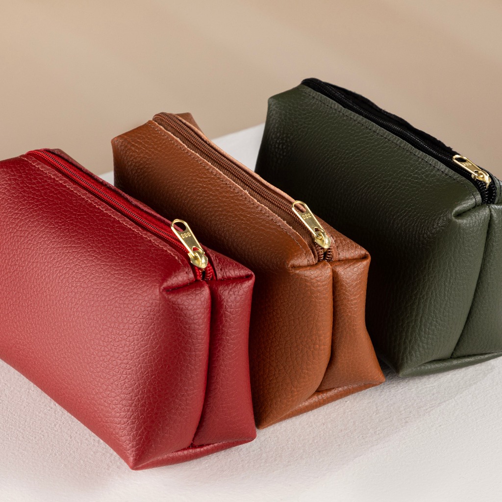 Bolsa Pequena Necessaire Feminina, Estojo De Maquiagem, Moderna, Viagem, Dia a Dia, Couro Sintético