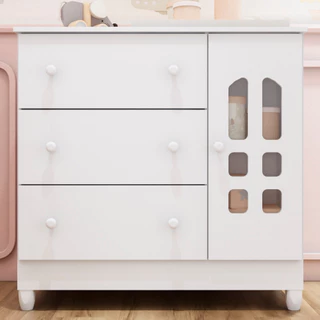 Cômoda Infantil Eloá 3 gavetas com Porta Fraldário Branco Carolina Baby