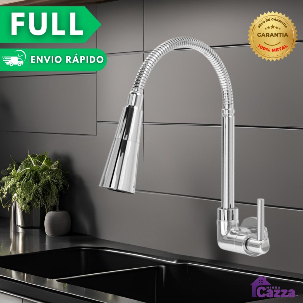 Torneira Pia Cozinha Gourmet Inox Chuveirinho Cozinha Parede Flexível 2 Jatos METAL INOX | Shopee Brasil