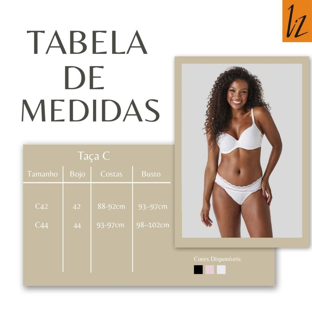 Sutia Liz 51925 Alças Reguláveis Modelador Com Aro e Bojo Dayluxe