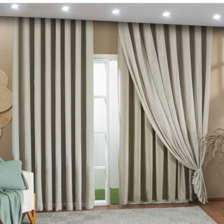 Cortina para Trilho Suiço Alto PadrãoGase De Linho Com Forro em Microfibra Varios Tamanhos Cores Branca Marfim BegeCinza em Oferta na Shopee