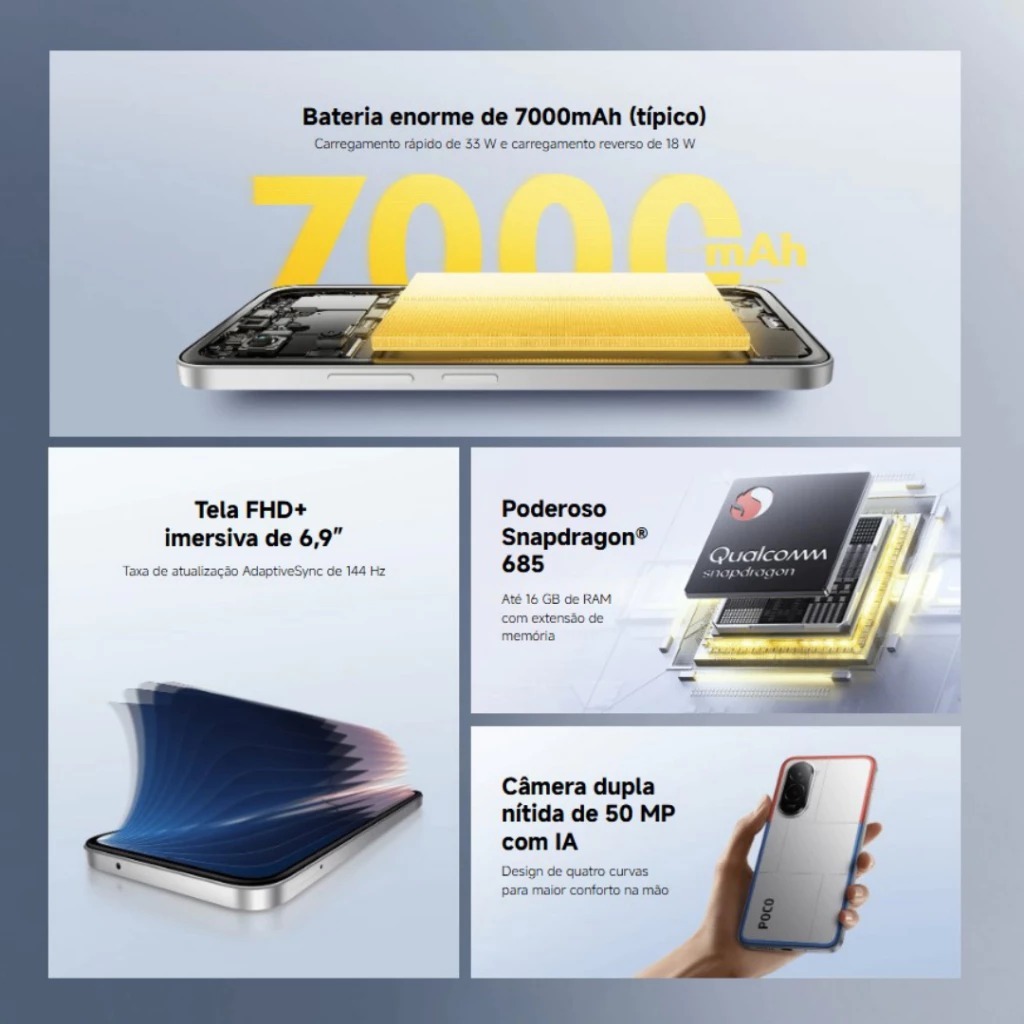 Smartphone Xiaomi Poco M7 4G NFC 256GB/8GB - 128GB/6GB RAM