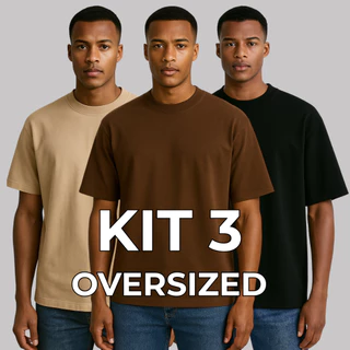 Kit 3 Camiseta Oversized Masculina Básica Premium Casual Moderna Streetwear Versátil