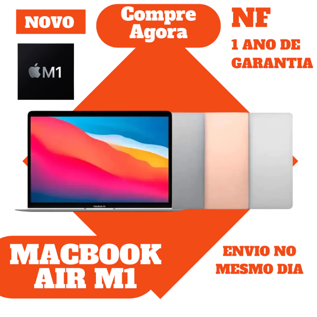 Notebook MacBook Air M1 8GB RAM 13” 256GB • Lacrado • Nota Fiscal (12x s/ juros)