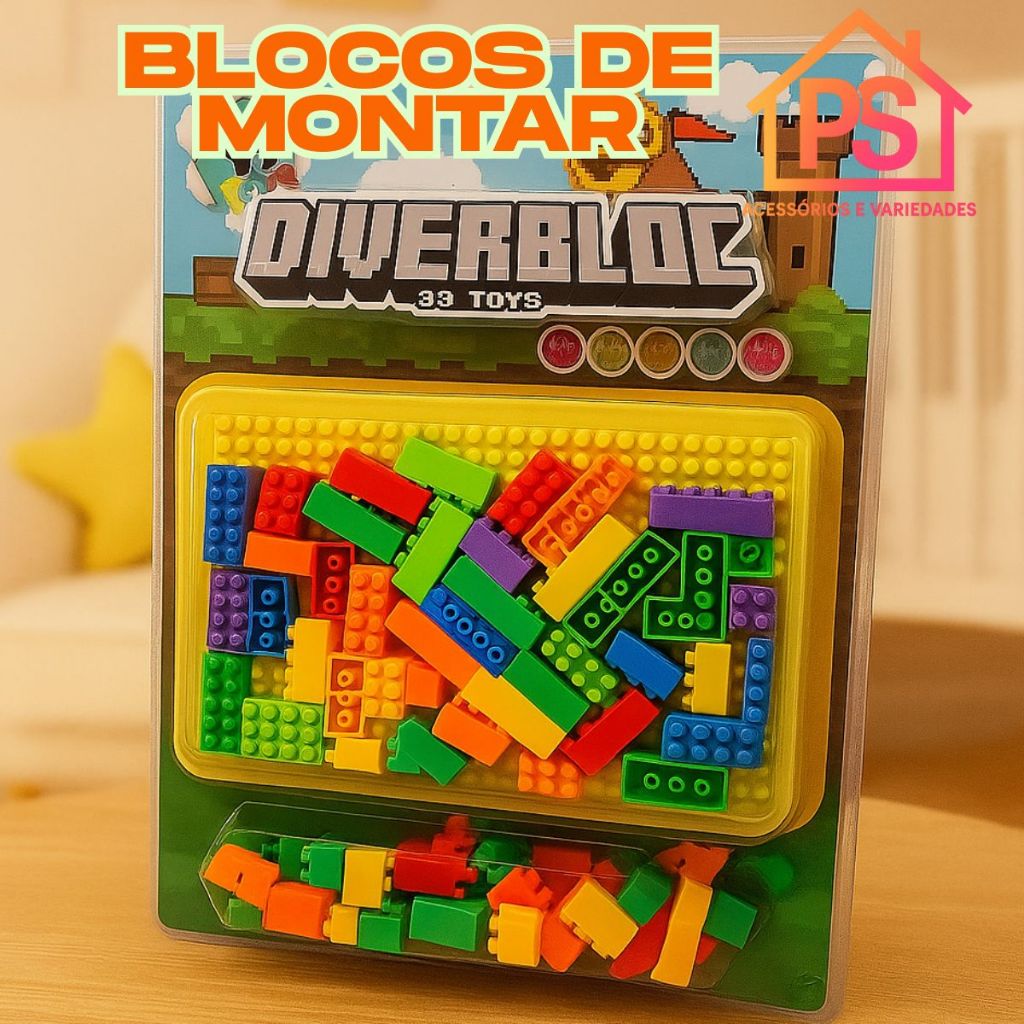 Blocos de Montar DiverBloc 99 Toys Kit Criativo com Base Infantil ...