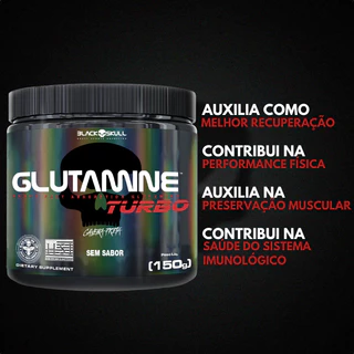 Glutamina Turbo 150g Black Skull - Suplemento em pó L-Glutamine Caveira Preta